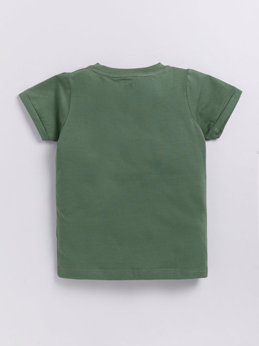 Green Printed T-Shirt for Boys by Biskid