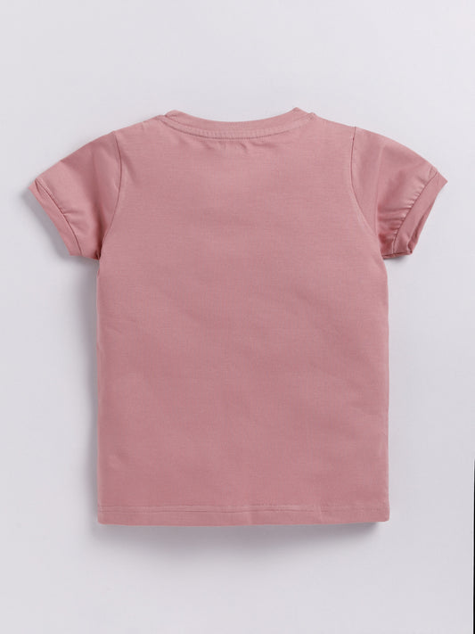 Peach Printed T-Shirt for Boys by Biskid