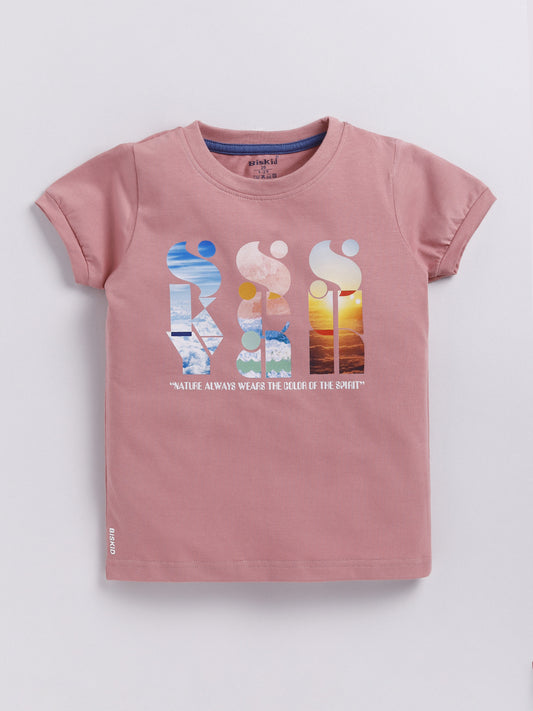 Peach & Yellow Printed T-Shirt for Boys by Biskid
