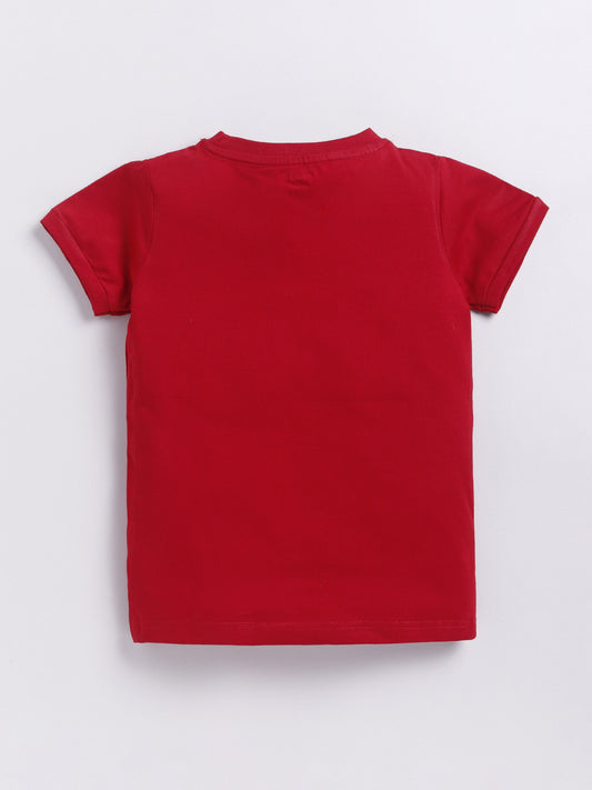 Red Printed T-Shirt for Boys by Biskid