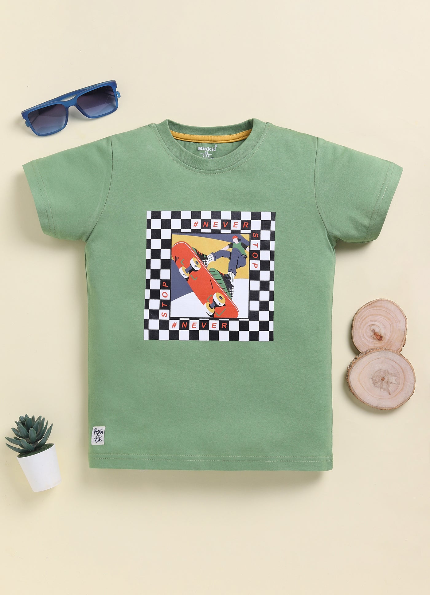 Biskid Boys Skater Checkered Frame and "SPEED" Graphic Short-Sleeve T-Shirt Combo (Pack of 2)