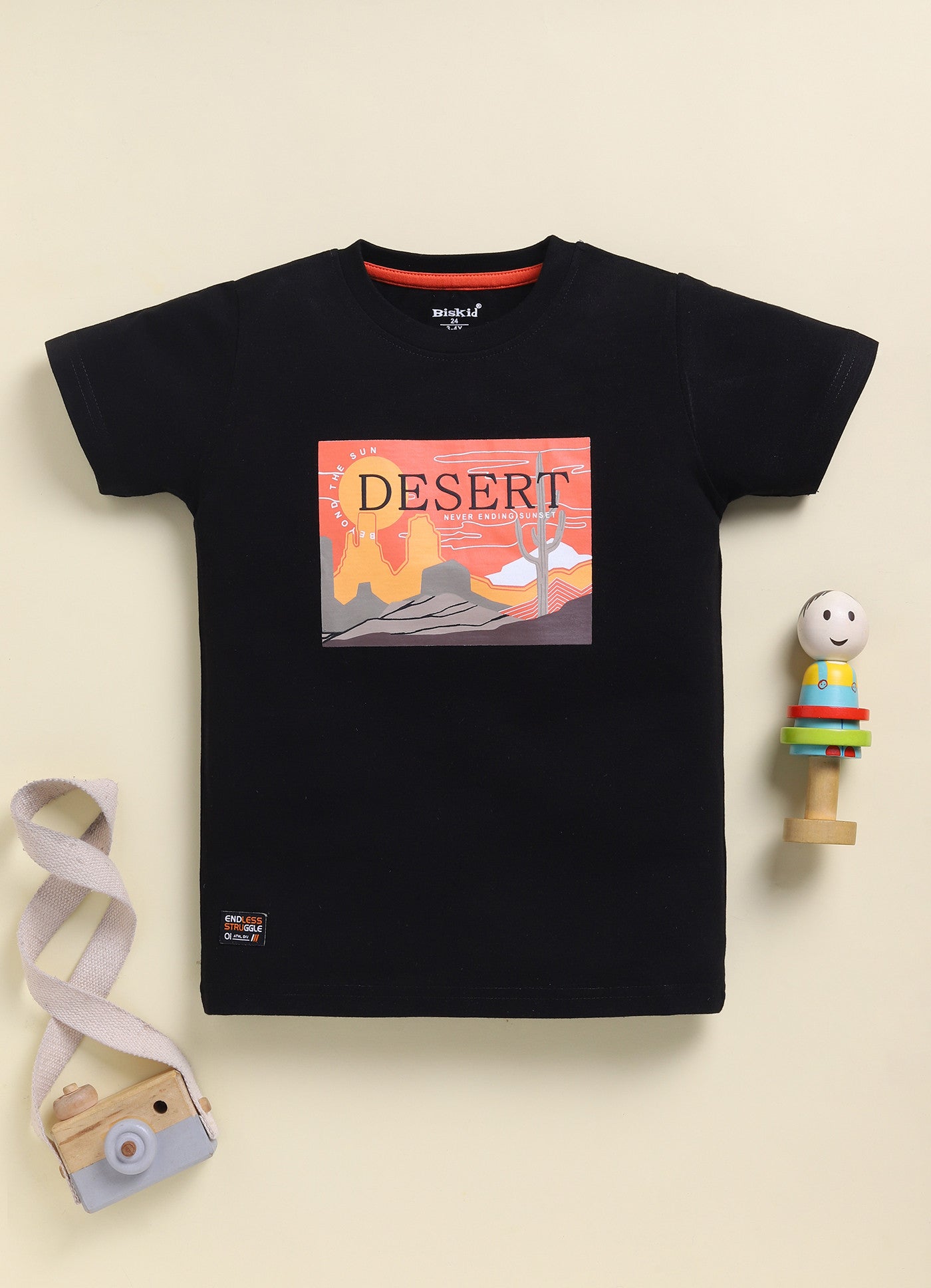 Black Printed T-Shirt for Boys by Biskid