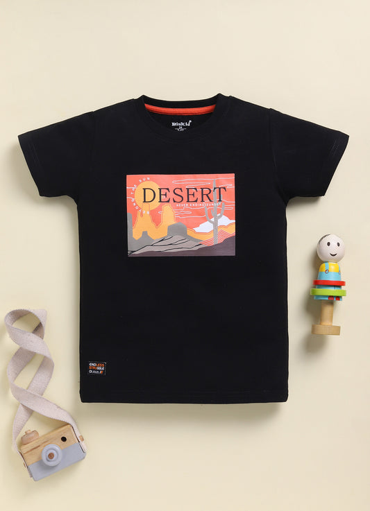 Black Printed T-Shirt for Boys by Biskid