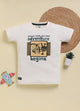 Cream Printed T-Shirt for Boys by Biskid