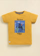 Mustard Printed T-Shirt for Boys by Biskid