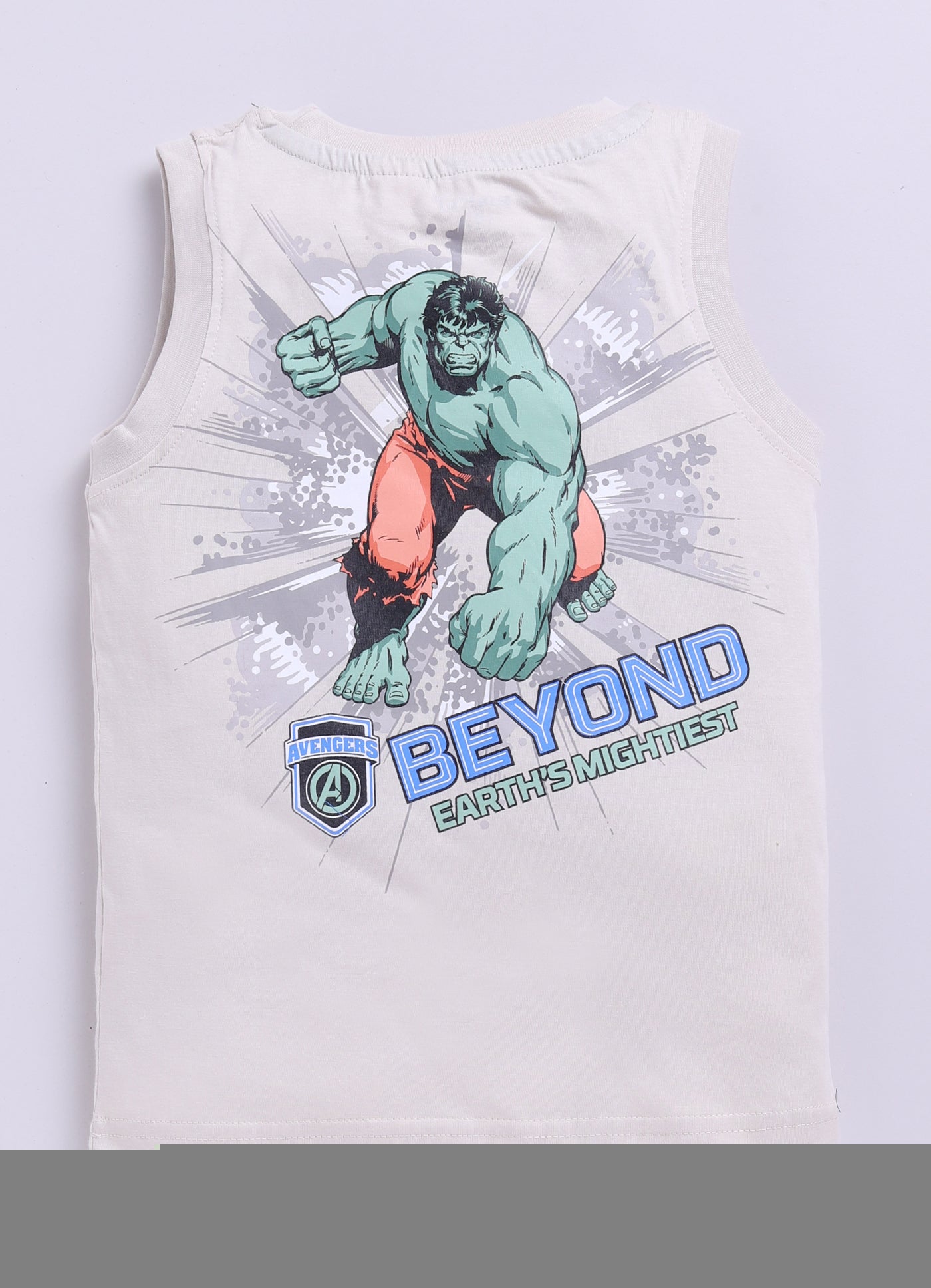 Beige Hulk Printed T-Shirt for Boys by Biskid