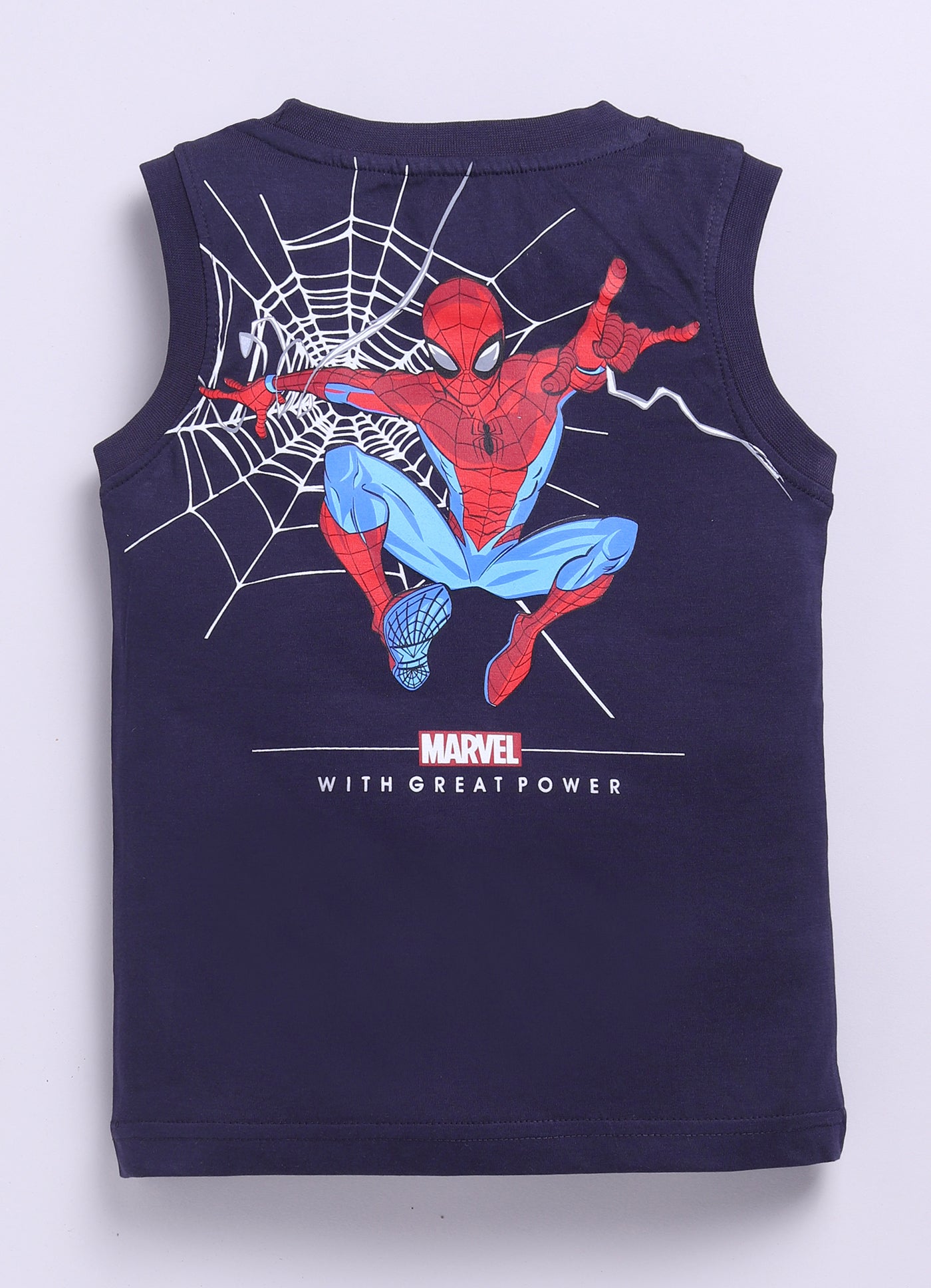 Navy Spider Man Printed T-Shirt for Boys by Biskid