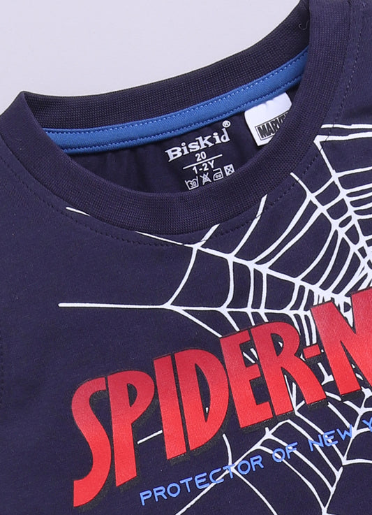 Navy Spider Man Printed T-Shirt for Boys by Biskid