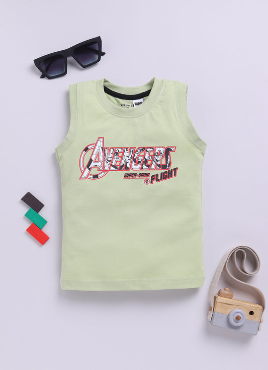 Light Pista Captain Amarica Printed T-Shirt for Boys by Biskid