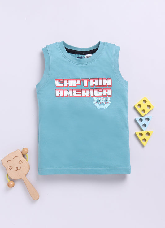 M. Green Captain Amarica Printed T-Shirt for Boys by Biskid