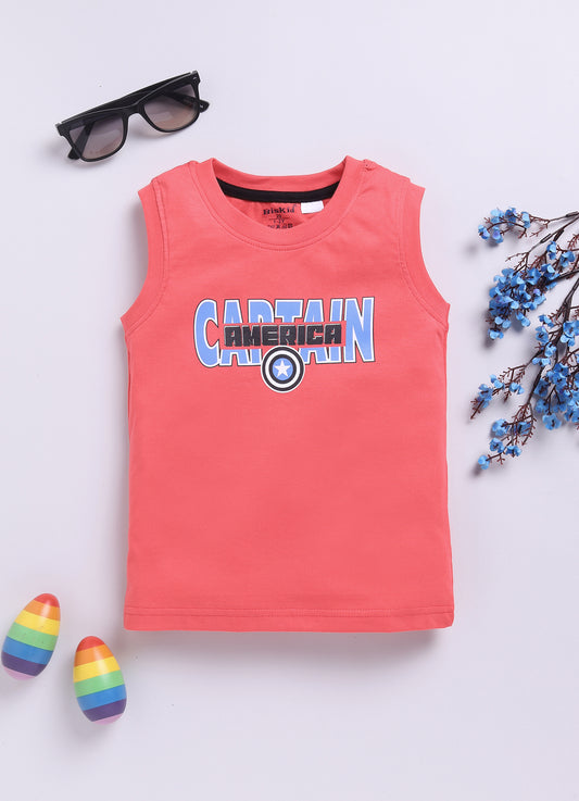 S. Red Captain Amarica Printed T-Shirt for Boys by Biskid