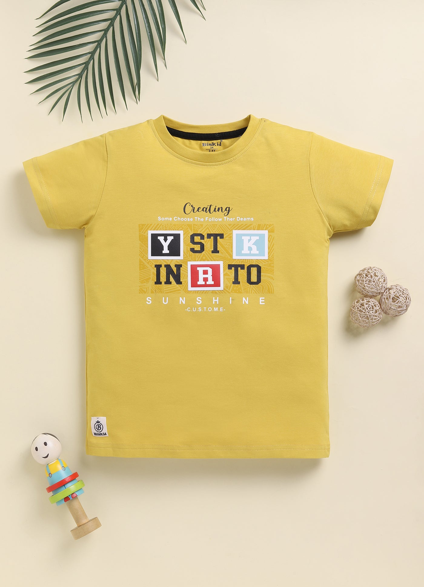 Biskid Boys "SUNSHINE" Typographic Yellow and "REBLE" Purple Graphic Short-Sleeve T-Shirt Combo (Pack of 2)