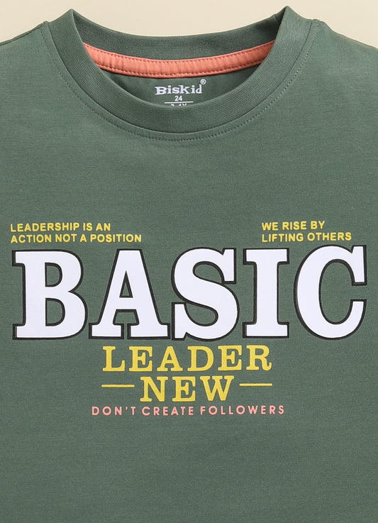 M.Green Printed T-Shirt for Boys by Biskid