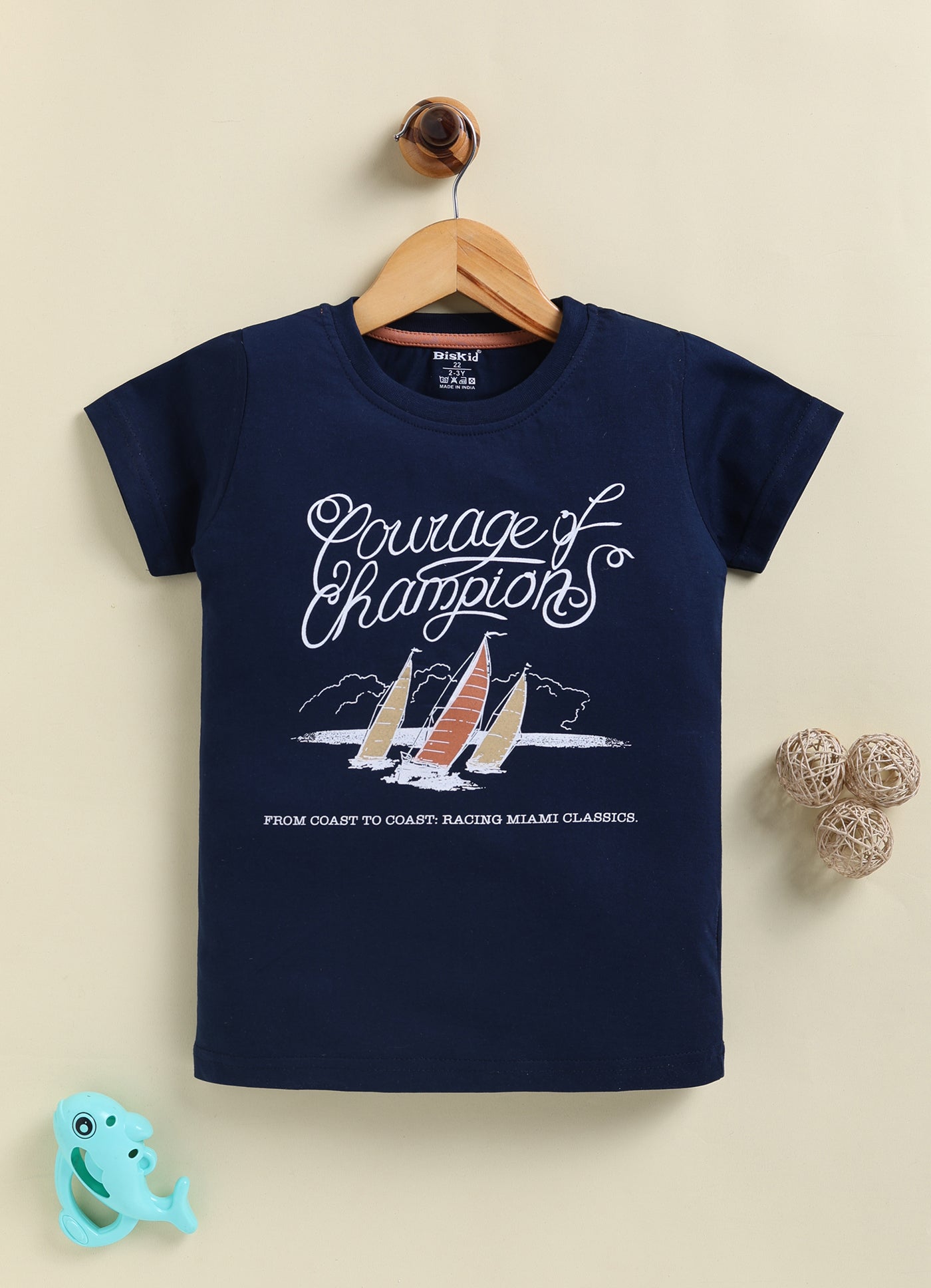 Biskid Boys "Courage of Champions" Sailboat and "EXPLORE THE WORLD" Graphic Short-Sleeve T-Shirt Combo (Pack of 2)