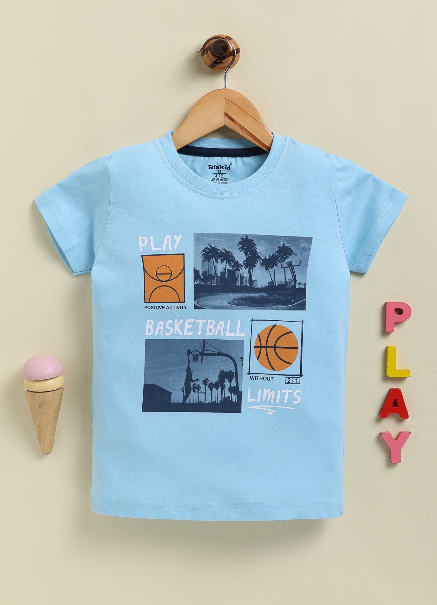 Biskid Boys "PLAY BASKETBALL WITHOUT LIMITS" and "EXPLORE THE WORLD" Graphic Short-Sleeve T-Shirt Combo (Pack of 2)