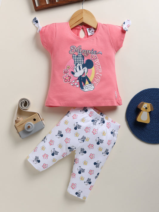 Pink Printed Top Capri Set for Girls by Annie