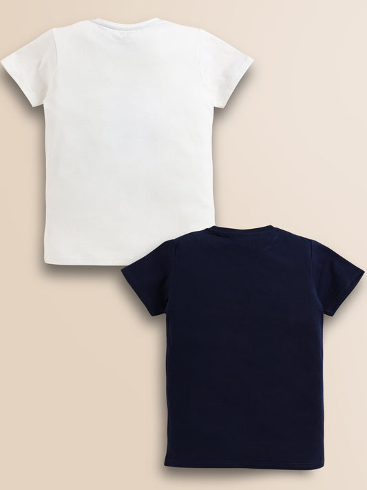 Image file white_navy.jpg.jpg showing a 2-pack of Biskid boys short-sleeve t-shirts featuring Marvel graphics, including a white tee with a multi-hero mashup face print and a navy blue tee with a dynamic Spider-Man "AMAZING" action graphic.