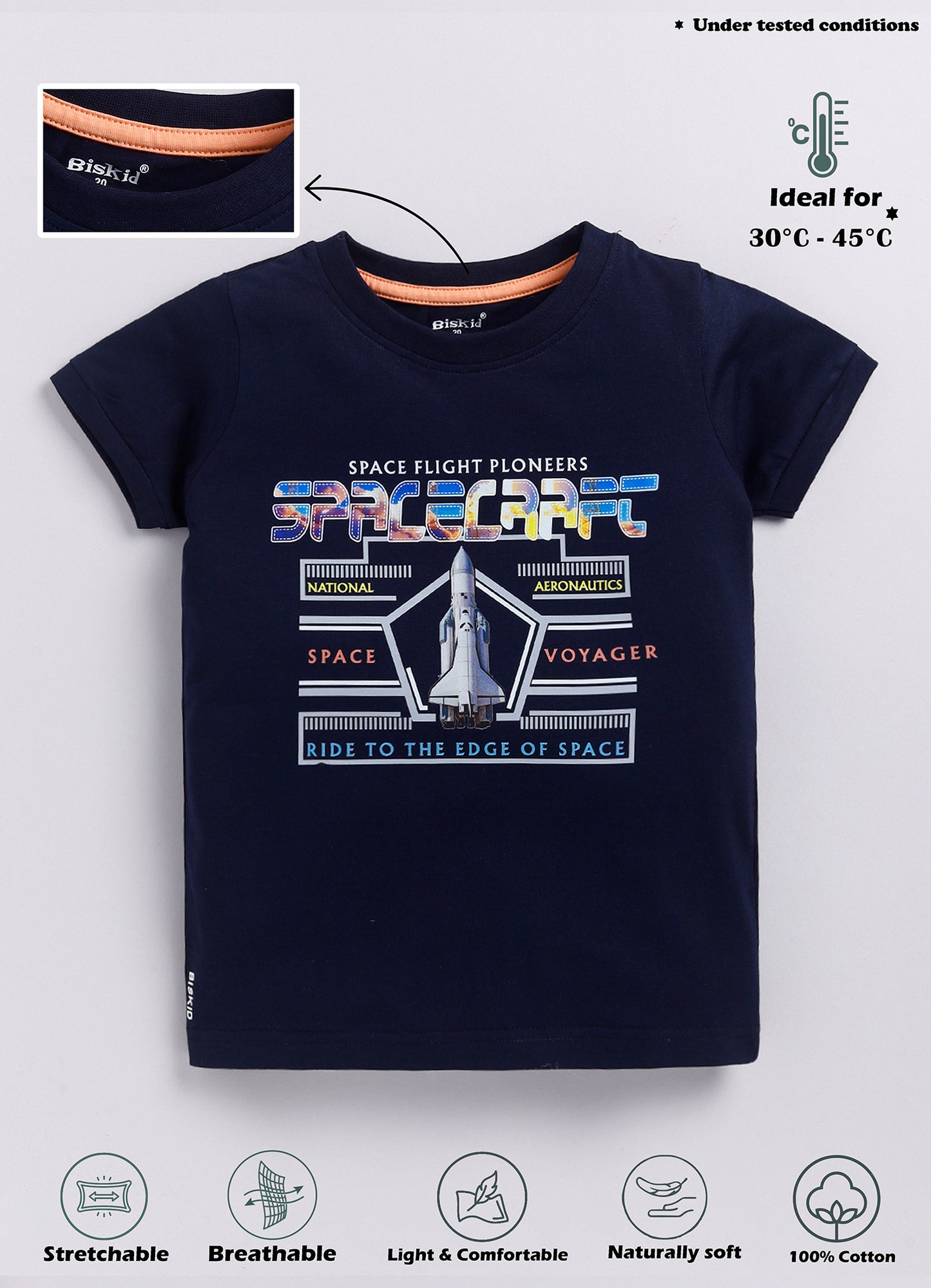 Biskid Boys "Space Voyager" Shuttle Graphic T-Shirt - Blue