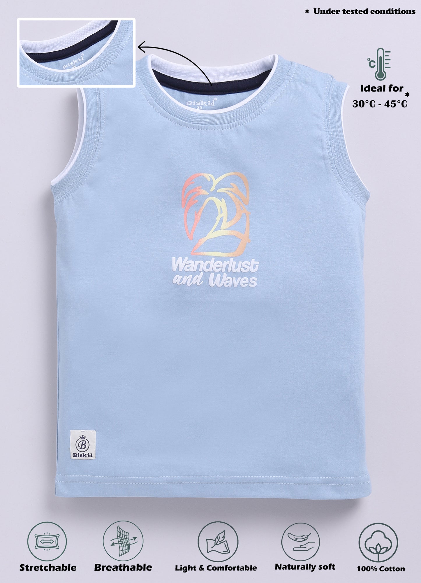 Biskid Boys "LESS RULES" and "Wanderlust and Waves" Graphic Sleeveless Vest Combo (Pack of 2)