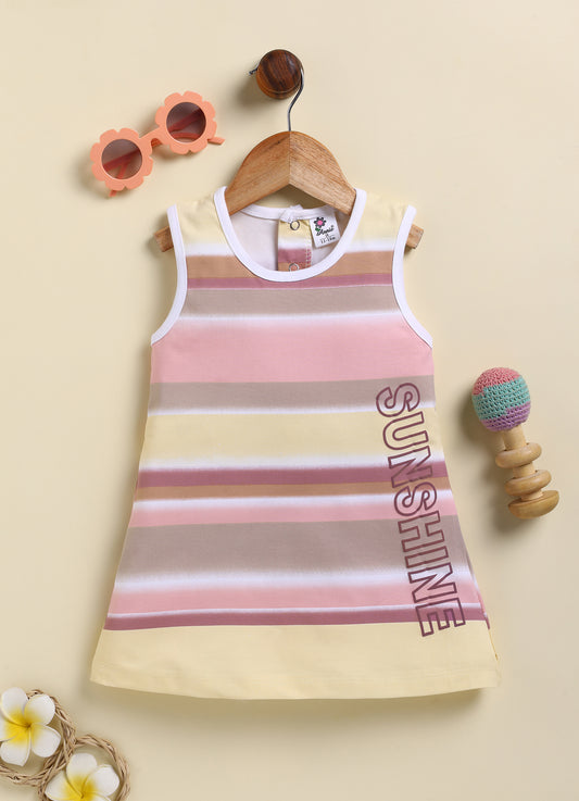 Pink Stripes A-Line Frock for Girls by Annie