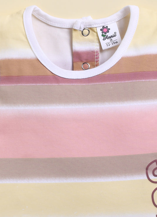 Pink Stripes A-Line Frock for Girls by Annie