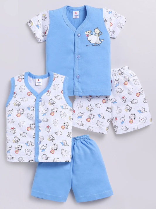 Blue Printed Double Top Pant for Boys by Todos