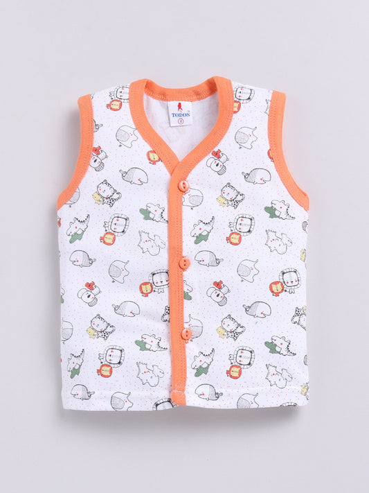 Orange Printed Double Top Pant for Boys by Todos