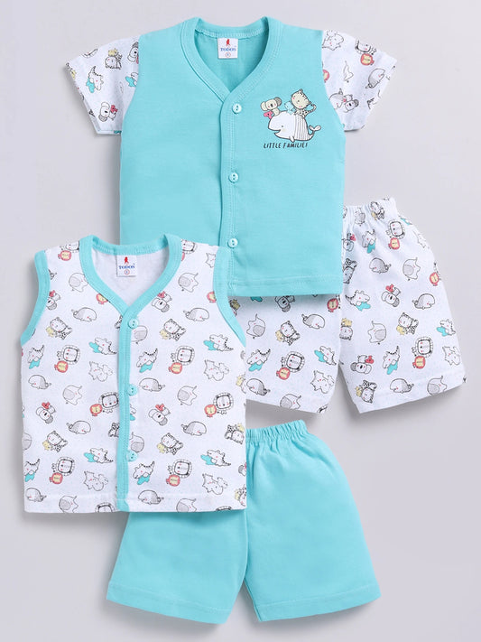 Sky Blue Printed Double Top Pant for Boys by Todos