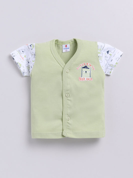 Light Green Printed Double Top Pant for Boys by Todos