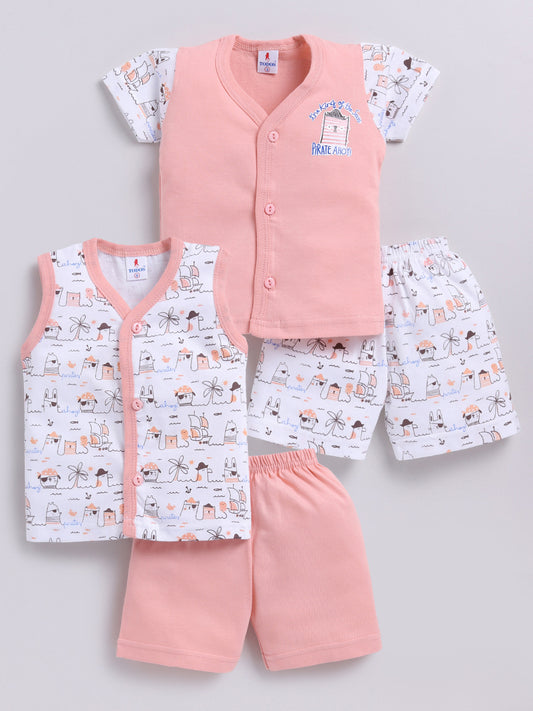 Pink Printed Double Top Pant for Boys by Todos