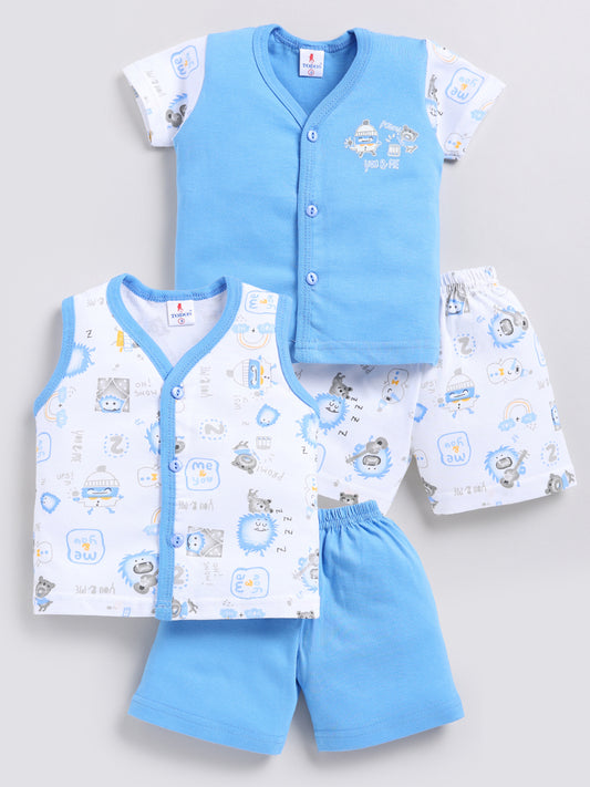 white-blue Printed Double Top Pant for Boys by Todos