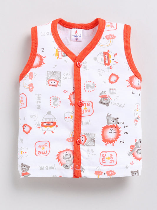 white-orange Printed Double Top Pant for Boys by Todos