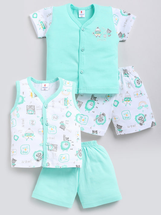 white-skyblue Printed Double Top Pant for Boys by Todos