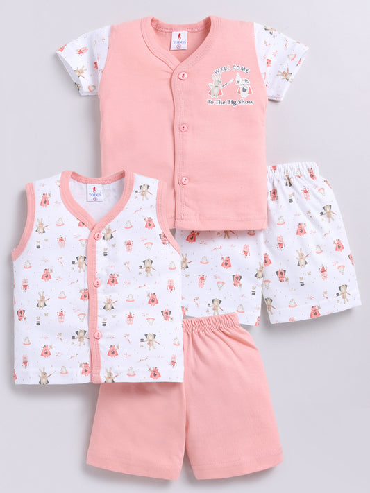 Light Pink Printed Double Top Pant for Boys by Todos