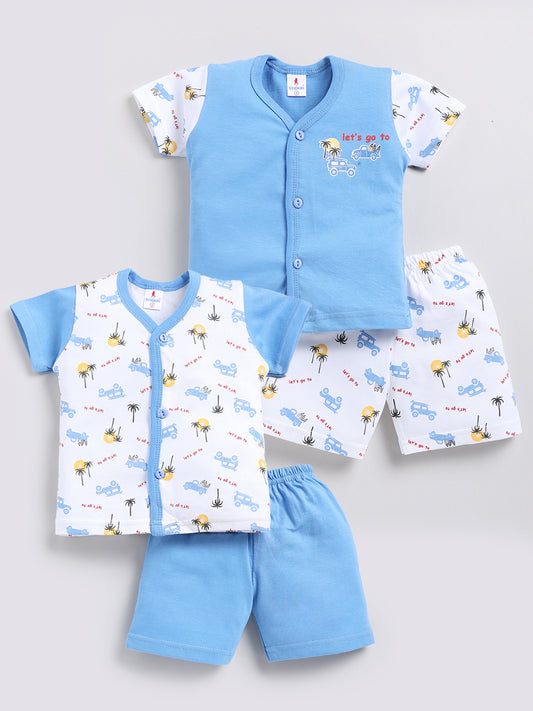 white-blue Printed Double Top Pant for Boys by Todos