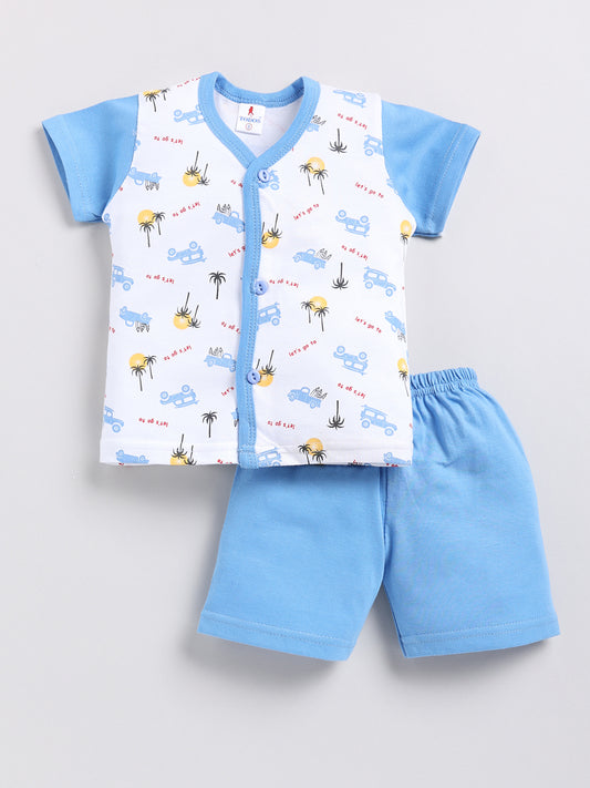 white-blue Printed Double Top Pant for Boys by Todos