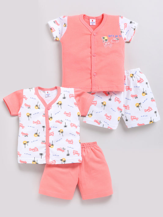 white-peach Printed Double Top Pant for Boys by Todos