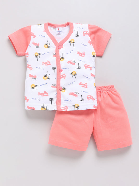 white-peach Printed Double Top Pant for Boys by Todos