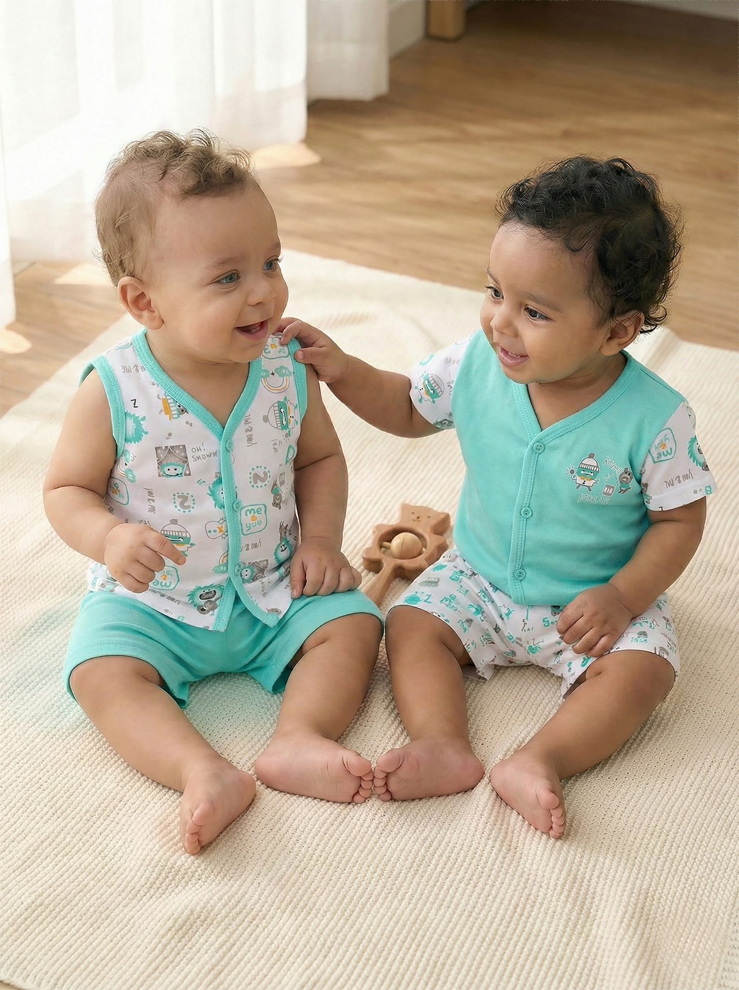 Baby Boys Monster Printed Cotton Clothing Set