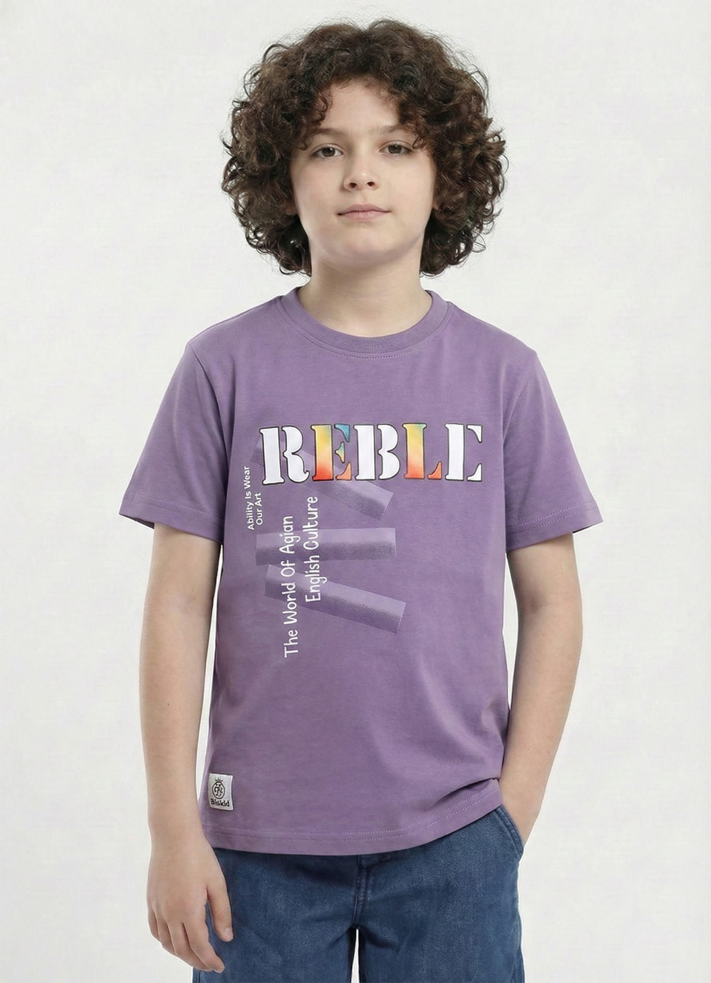 Biskid Boys "SUNSHINE" Typographic Yellow and "REBLE" Purple Graphic Short-Sleeve T-Shirt Combo (Pack of 2)