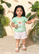 Annie Girls "Happy Dance" Daisy Top and Printed Shorts Set -Green