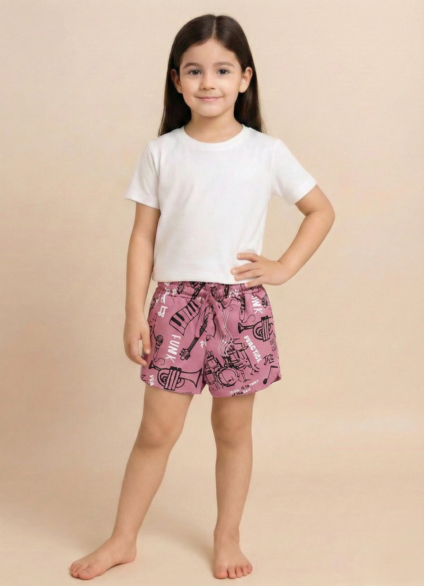 Girls Graphic Printed Dolphin Hem Shorts