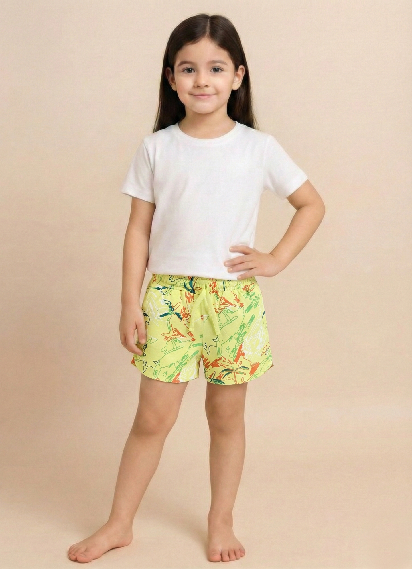 Girls Graphic Printed Dolphin Hem Shorts