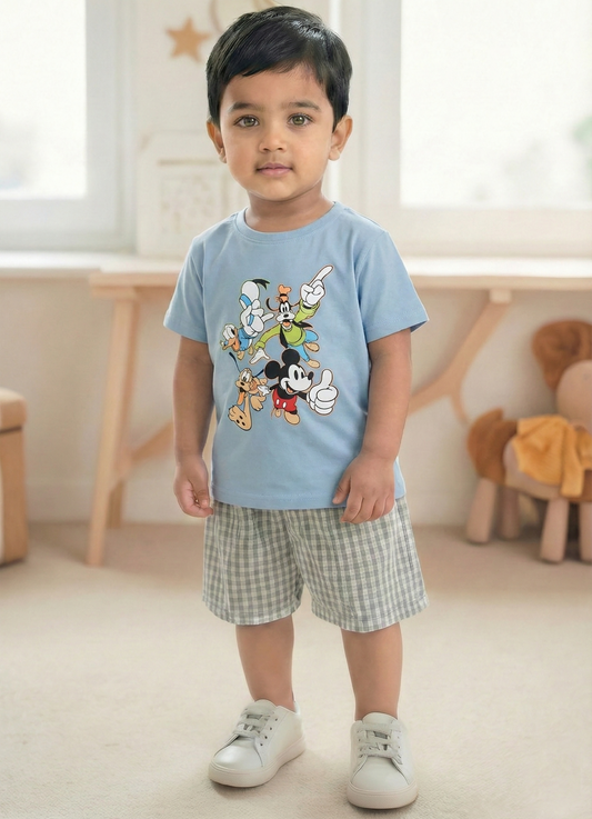 Biskid Boys "Mickey & Friends" Graphic T-Shirt - Light Blue