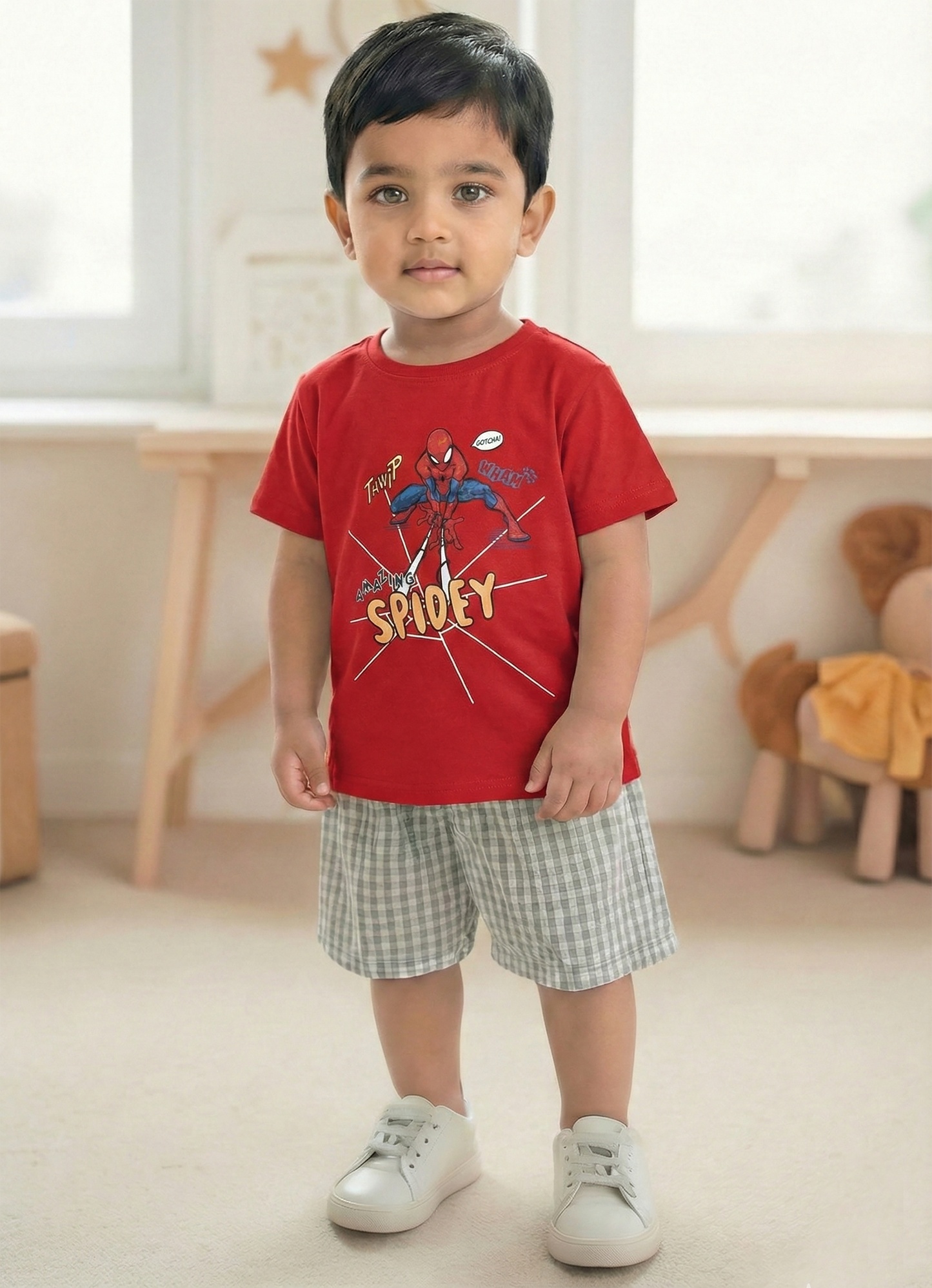 Biskid Boys Disney Character Crew and Spider-Man "AMAZING SPIDEY" Graphic Short-Sleeve T-Shirt Combo (Pack of 2)