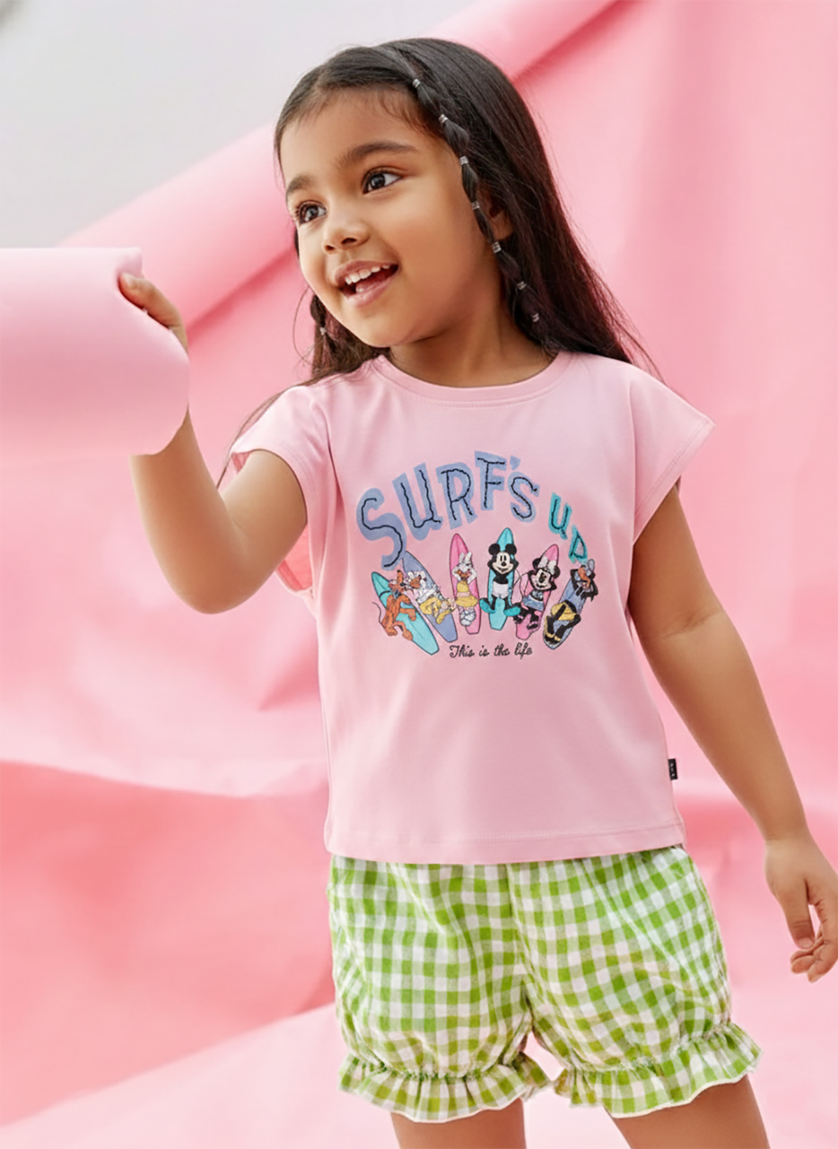 Biskid Girls Disney "Surfs Up" Cream and Pink Short-Sleeve Top Combo (Pack of 2)