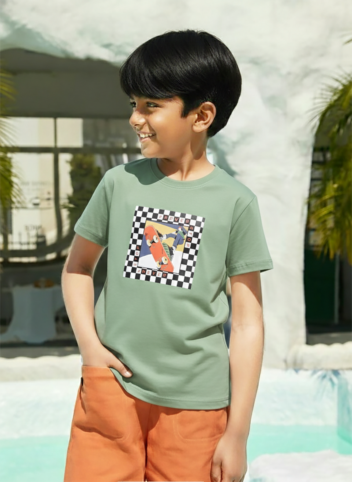 Biskid Boys Skater Checkered Frame and "SPEED" Graphic Short-Sleeve T-Shirt Combo (Pack of 2)