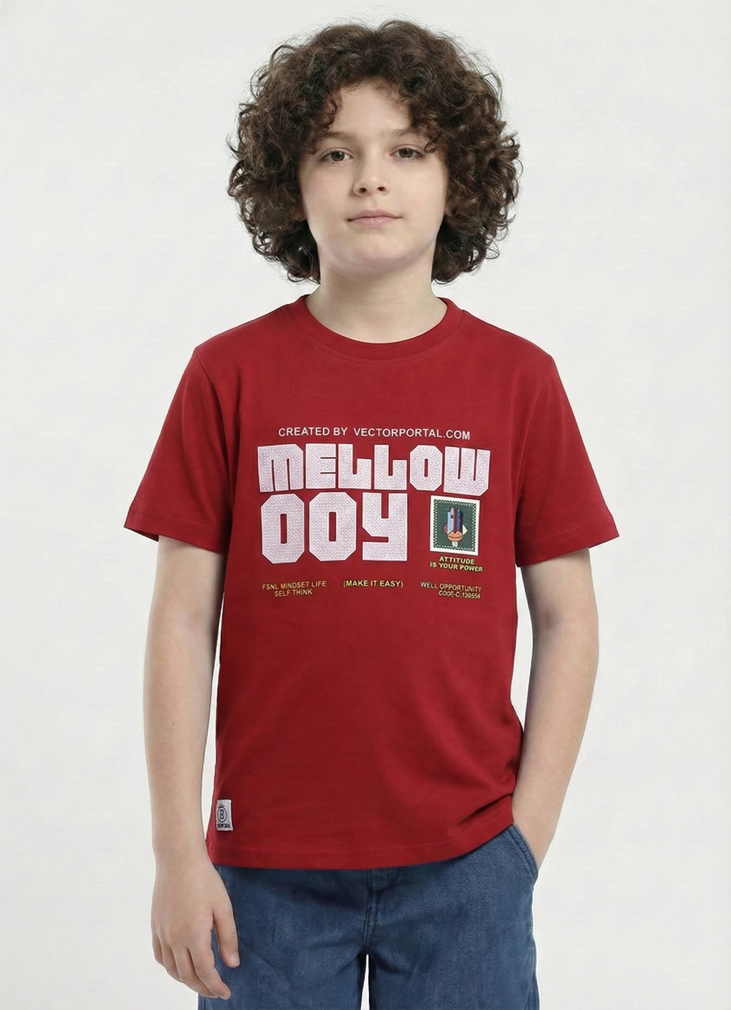 Biskid Boys Abstract Graphic and "MELLOW" Maroon Typographic Short-Sleeve T-Shirt Combo (Pack of 2)