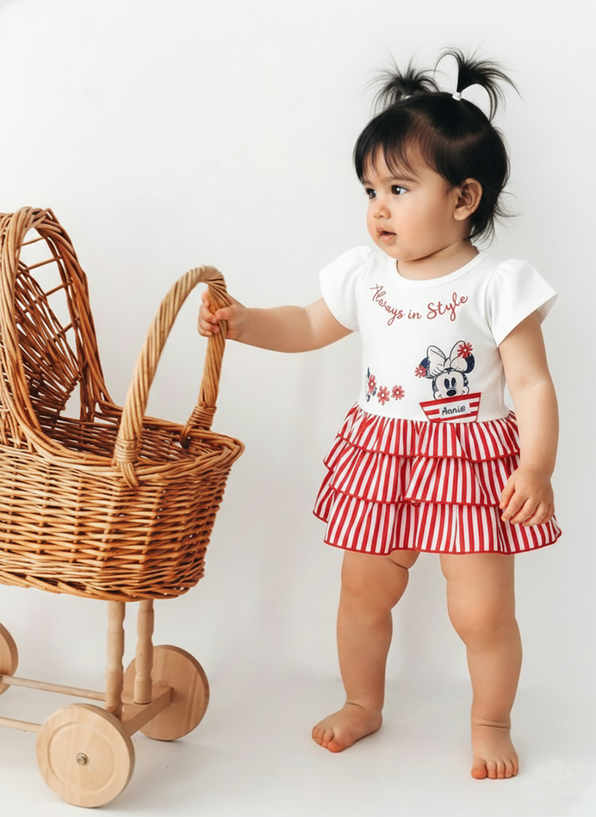 Annie Girls "Always in Style" Striped Tiered Frock and Panty Set - Red