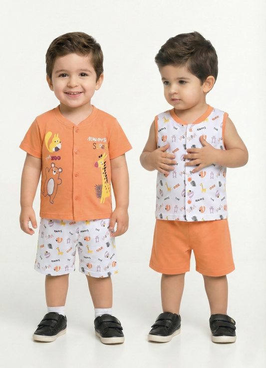 Boys Orange Always Super Zoo Clothing Set
